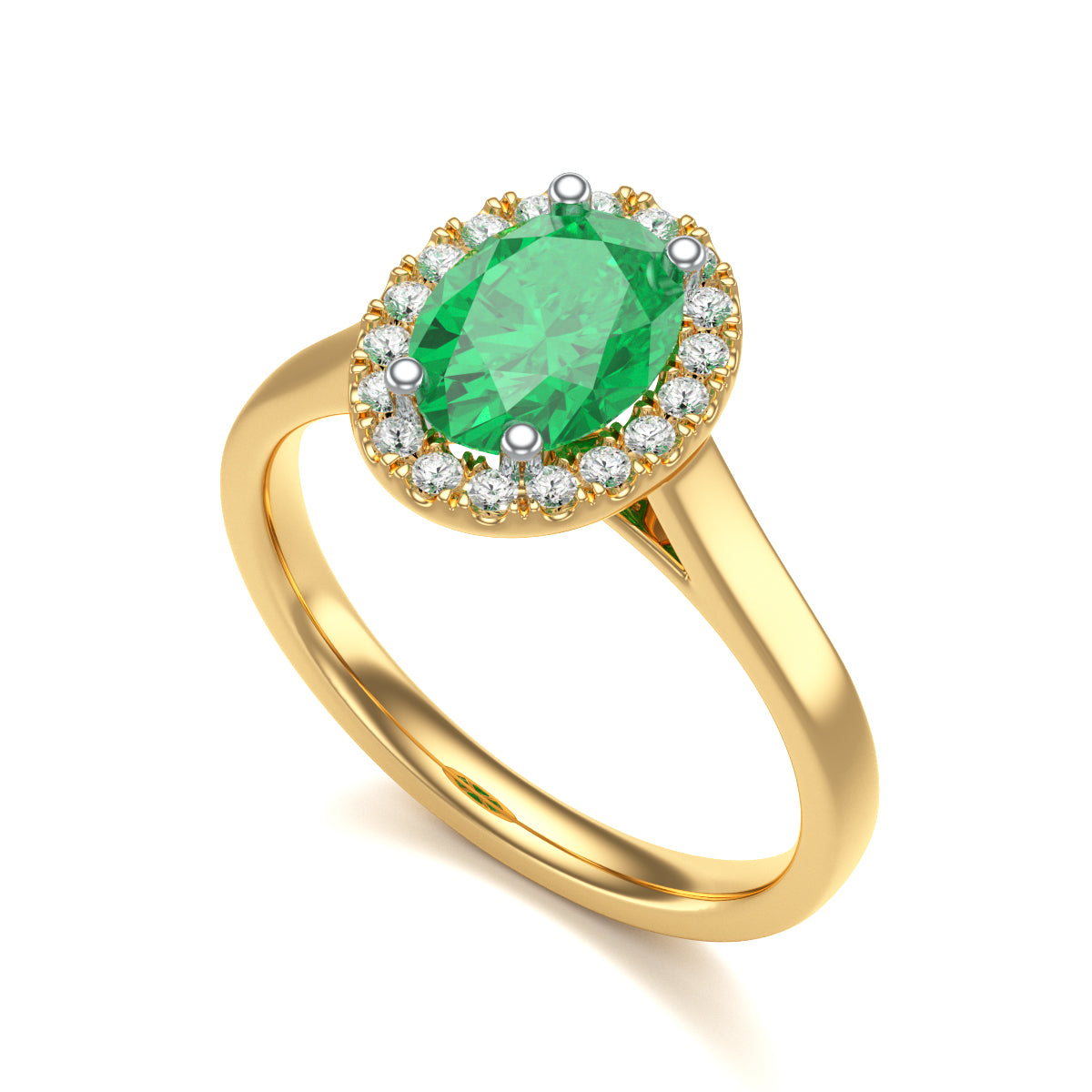 Oval Halo Emerald and Diamond Ring