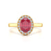 Diamond Halo Ruby Engagement Ring - Oval Shape in 18ct Gold and Platinum