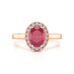 Diamond Halo Ruby Engagement Ring - Oval Shape in 18ct Gold and Platinum