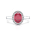 Diamond Halo Ruby Engagement Ring - Oval Shape in 18ct Gold and Platinum