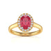 Diamond Halo Ruby Engagement Ring - Oval Shape in 18ct Gold and Platinum