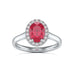 Diamond Halo Ruby Engagement Ring - Oval Shape in 18ct Gold and Platinum