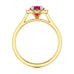 Diamond Halo Ruby Engagement Ring - Oval Shape in 18ct Gold and Platinum