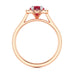 Diamond Halo Ruby Engagement Ring - Oval Shape in 18ct Gold and Platinum