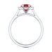 Diamond Halo Ruby Engagement Ring - Oval Shape in 18ct Gold and Platinum