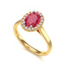 Diamond Halo Ruby Engagement Ring - Oval Shape in 18ct Gold and Platinum
