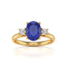 Oval Shape Trilogy Blue Sapphire Engagement Ring in 18ct Gold and Platinum