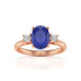 Oval Shape Trilogy Blue Sapphire Engagement Ring in 18ct Gold and Platinum