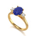 Oval Shape Trilogy Blue Sapphire Engagement Ring in 18ct Gold and Platinum