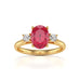 Oval Shape Ruby Trilogy Engagement Ring in 18ct Gold and Platinum