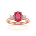 Oval Shape Ruby Trilogy Engagement Ring in 18ct Gold and Platinum