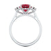 Oval Shape Ruby Trilogy Engagement Ring in 18ct Gold and Platinum
