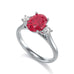 Oval Shape Ruby Trilogy Engagement Ring in 18ct Gold and Platinum