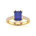 Blue Sapphire with Diamond Set Shoulders Dress Ring