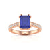 Blue Sapphire with Diamond Set Shoulders Dress Ring