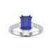 Blue Sapphire with Diamond Set Shoulders Dress Ring