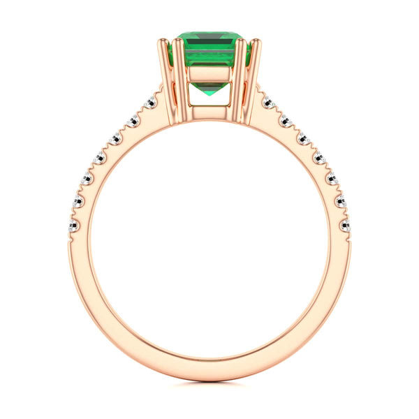 Emerald with Diamond Set Shoulders Dress Ring