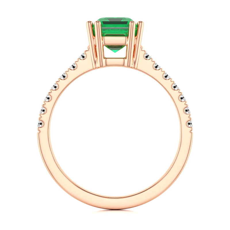 Emerald with Diamond Set Shoulders Dress Ring