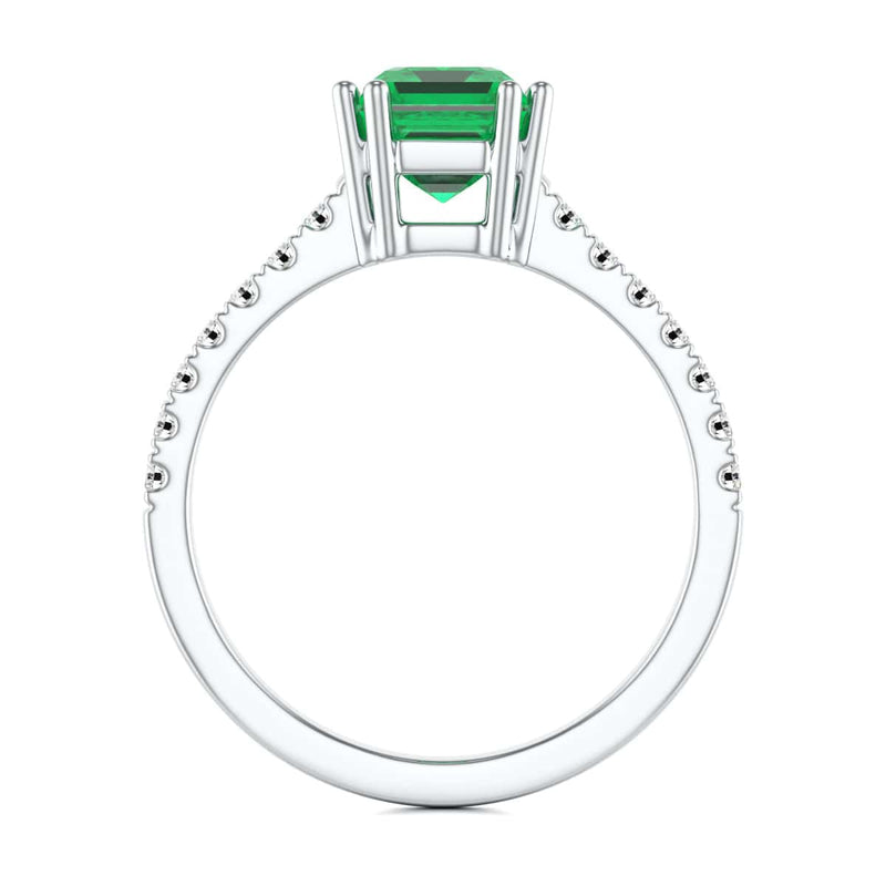 Emerald with Diamond Set Shoulders Dress Ring