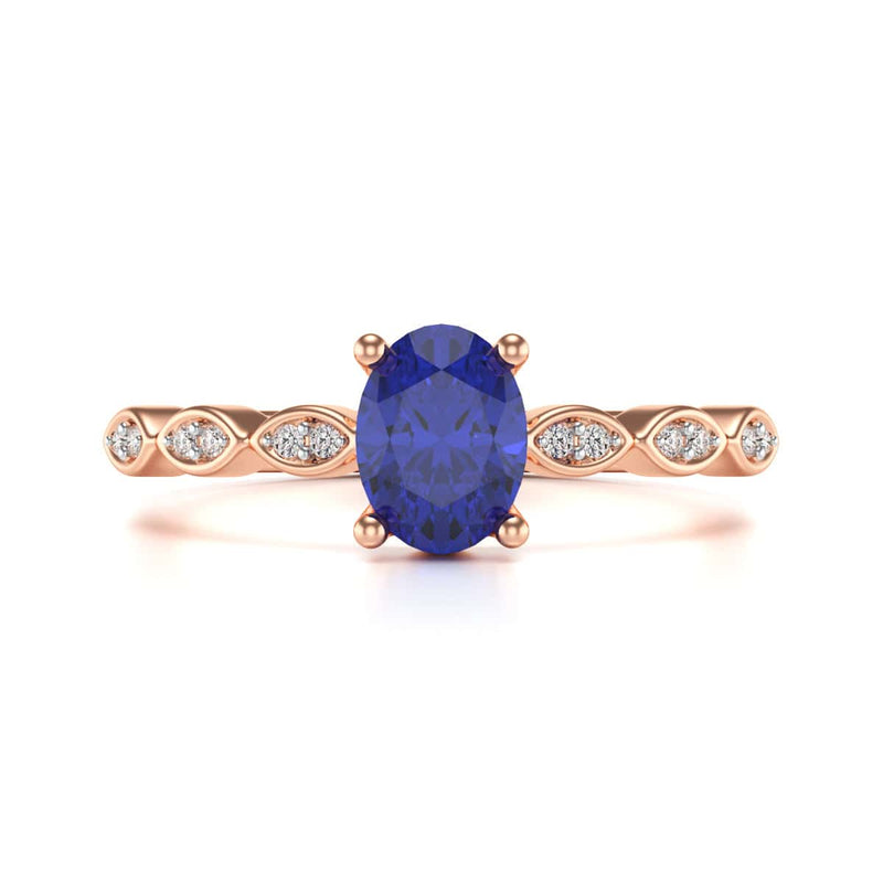 Oval Shape Blue Sapphire Engagement Ring in 18ct Gold and Platinum