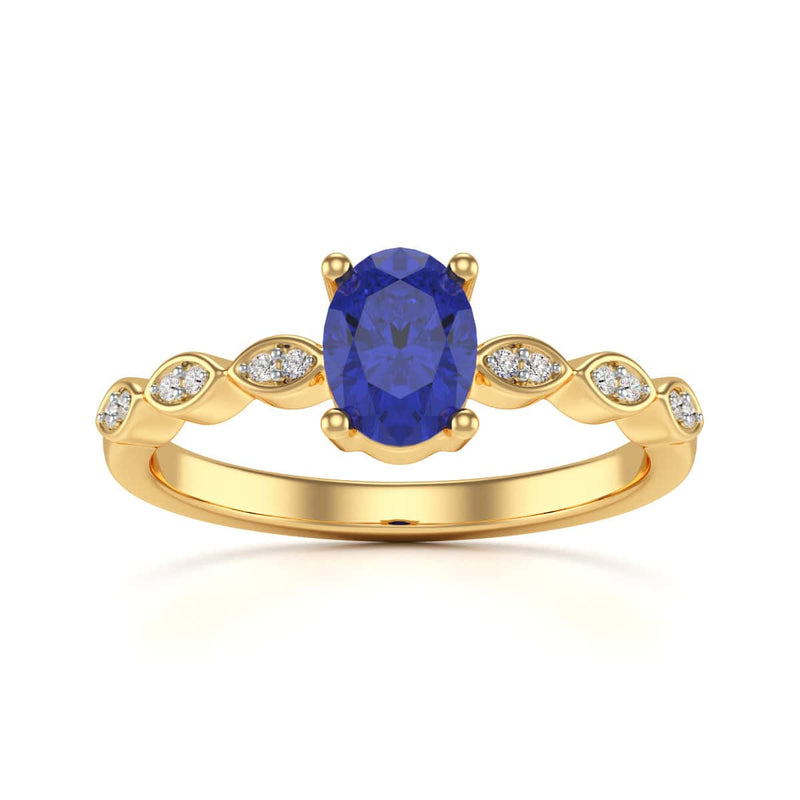 Oval Shape Blue Sapphire Engagement Ring in 18ct Gold and Platinum
