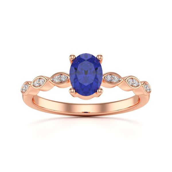 Oval Shape Blue Sapphire Engagement Ring in 18ct Gold and Platinum
