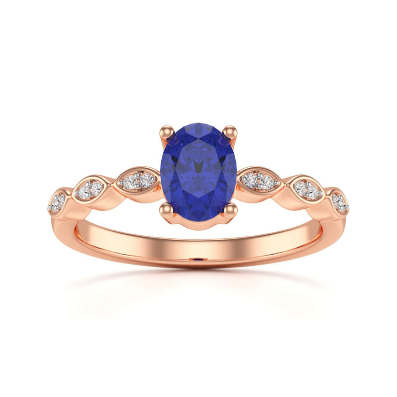 Oval Shape Blue Sapphire Engagement Ring in 18ct Gold and Platinum