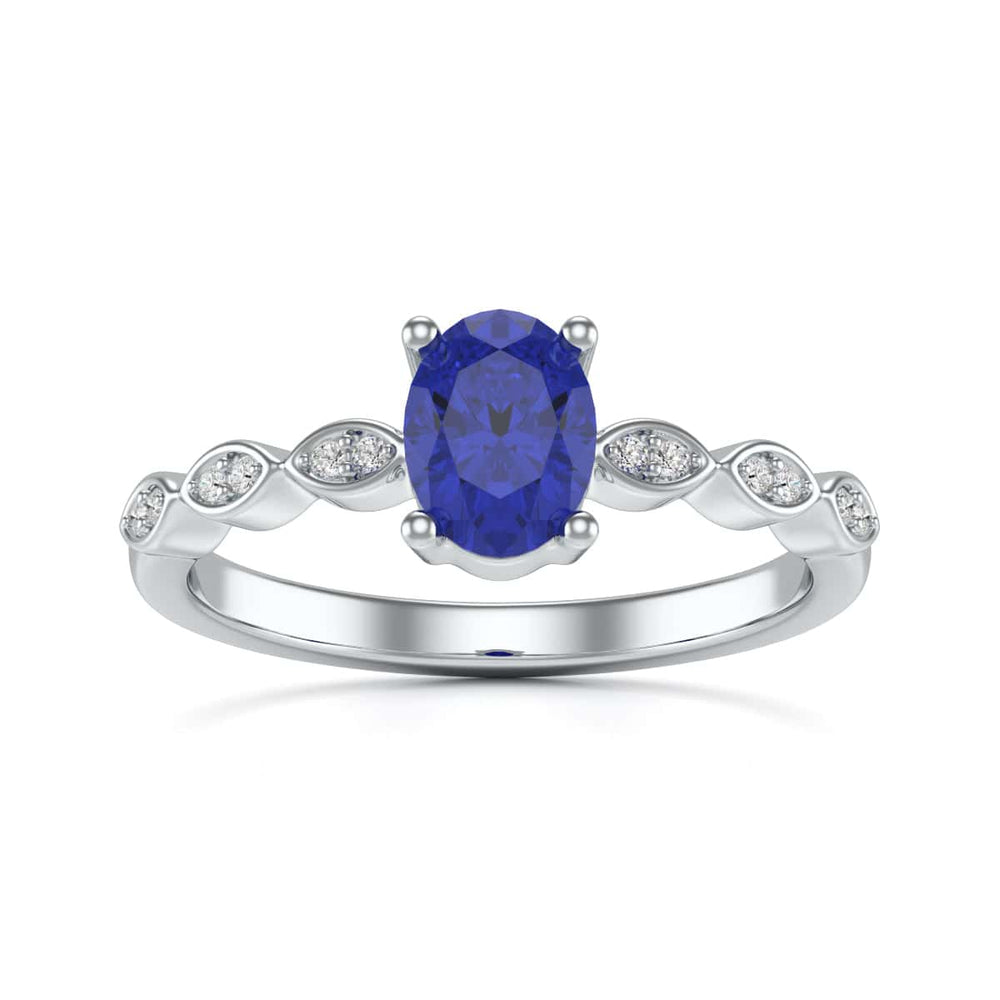 Oval Shape Blue Sapphire Engagement Ring in 18ct Gold and Platinum
