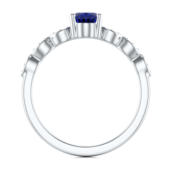 Oval Shape Blue Sapphire Engagement Ring in 18ct Gold and Platinum