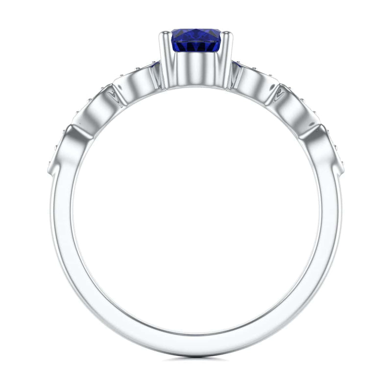 Oval Shape Blue Sapphire Engagement Ring in 18ct Gold and Platinum