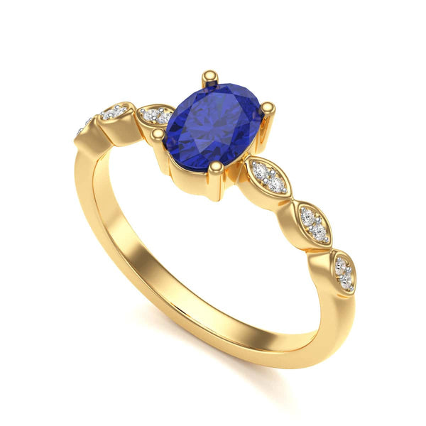 Oval Shape Blue Sapphire Engagement Ring in 18ct Gold and Platinum
