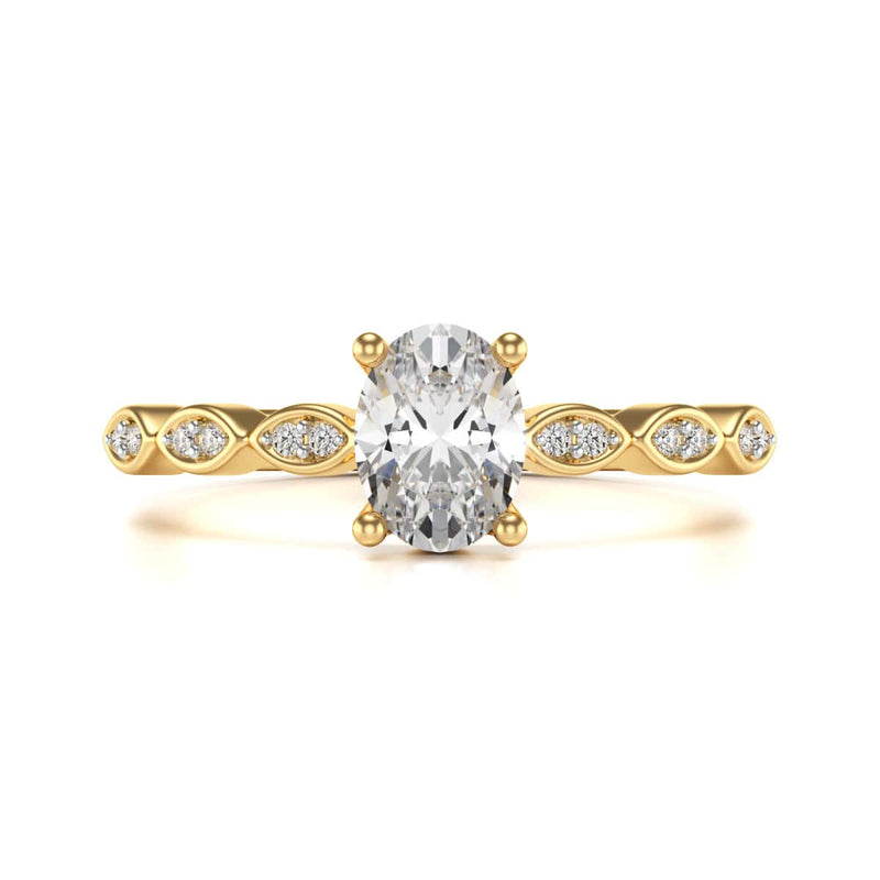 Oval centre Engagement Ring with Marquise Shape Shoulders with diamonds