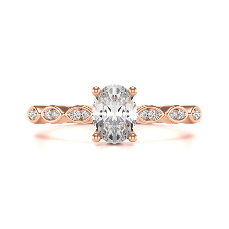 Oval centre Engagement Ring with Marquise Shape Shoulders with diamonds