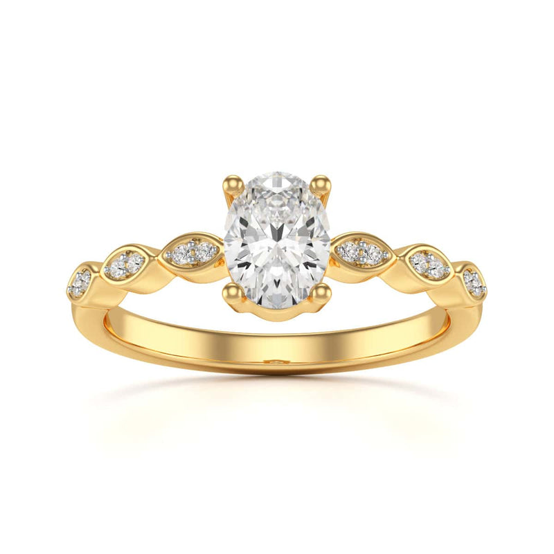 Oval centre Engagement Ring with Marquise Shape Shoulders with diamonds