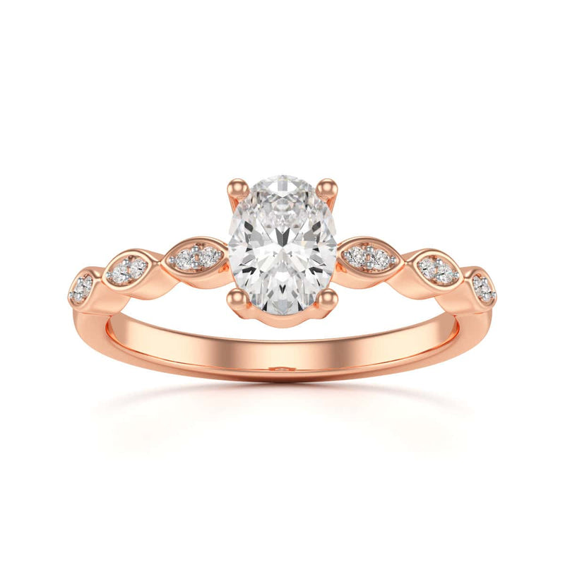 Oval centre Engagement Ring with Marquise Shape Shoulders with diamonds