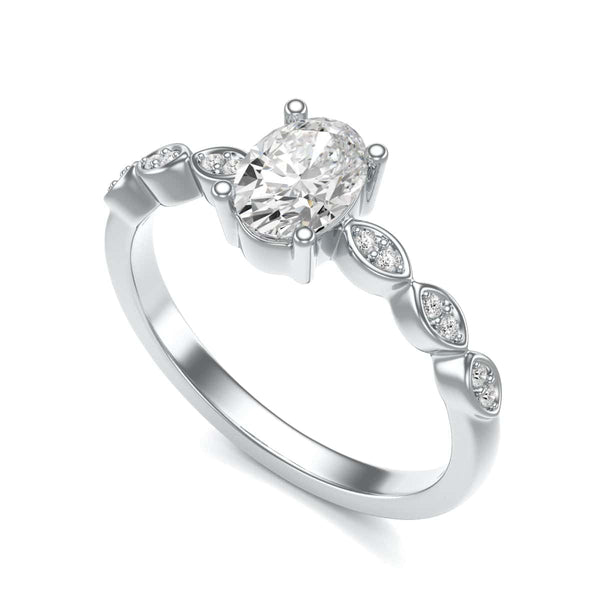 Oval centre Engagement Ring with Marquise Shape Shoulders with diamonds