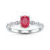 Oval Shape Ruby Engagement Ring - Diamond in 18ct Gold and Platinum