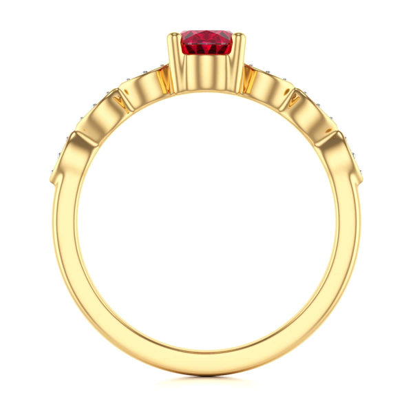 Oval Shape Ruby Engagement Ring - Diamond in 18ct Gold and Platinum