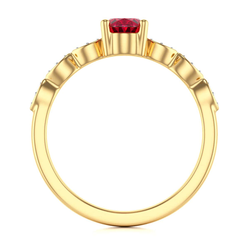 Oval Shape Ruby Engagement Ring - Diamond in 18ct Gold and Platinum