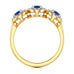 Diamond Halo Oval Shape 3 Blue Sapphires Ring in 18ct Gold and Platinum