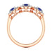 Diamond Halo Oval Shape 3 Blue Sapphires Ring in 18ct Gold and Platinum
