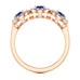 Diamond Halo Round Shape 3 Blue Sapphires Ring in 18ct Gold and Platinum