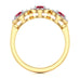 18ct Gold  Diamond Halo 3 Rubies Engagement Ring - Round Emarald