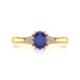 Oval Shape Blue Sapphire Trefoil Diamond Engagement Ring in 18ct Gold and Platinum