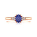 Oval Shape Blue Sapphire Trefoil Diamond Engagement Ring in 18ct Gold and Platinum