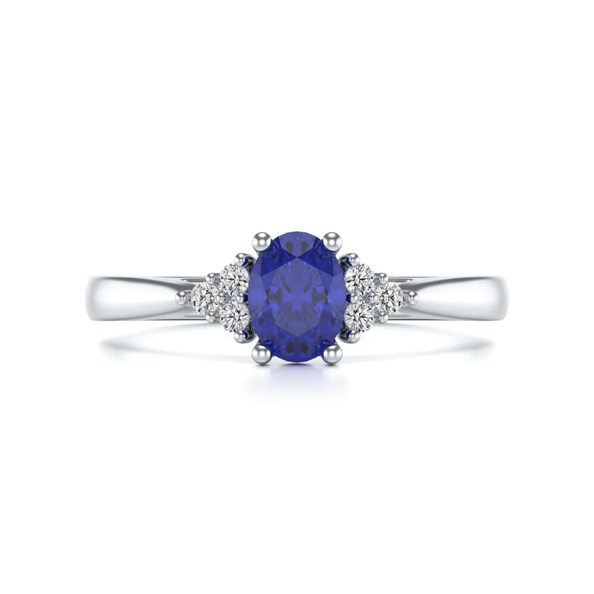 18ct Gold   Blue Sapphire Engagement Ring - Oval Shape