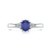 Oval Shape Blue Sapphire Trefoil Diamond Engagement Ring in 18ct Gold and Platinum