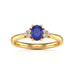 Oval Shape Blue Sapphire Trefoil Diamond Engagement Ring in 18ct Gold and Platinum