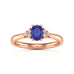 Oval Shape Blue Sapphire Trefoil Diamond Engagement Ring in 18ct Gold and Platinum