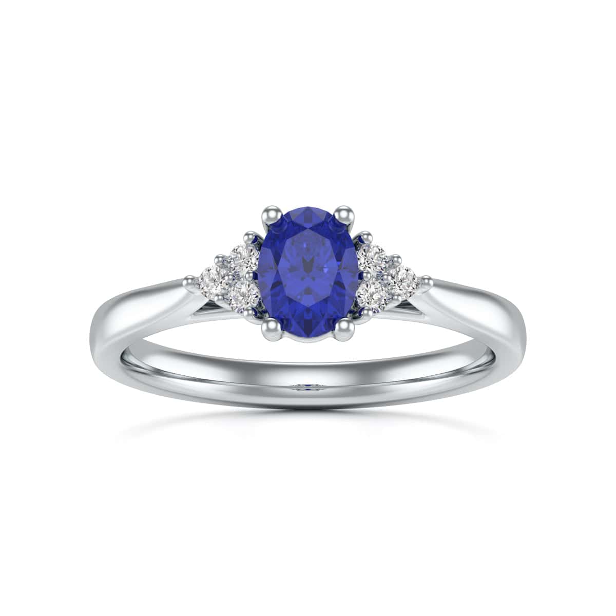 18ct Gold   Blue Sapphire Engagement Ring - Oval Shape